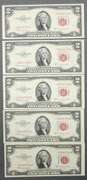 5 Consecutive US $2 Red Seal 1953 Choice CU Star Notes