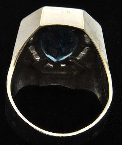 Gents Classy Blue Topaz & Diamond Ring, 14K