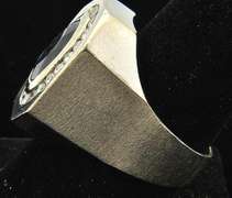 Gents Classy Blue Topaz & Diamond Ring, 14K