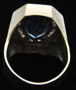 Gents Classy Blue Topaz & Diamond Ring, 14K