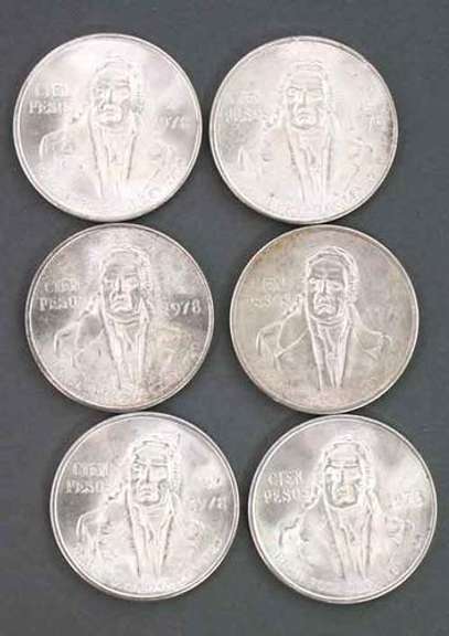 6 1978 Morelos BU Silver 100 Pesos Mexico