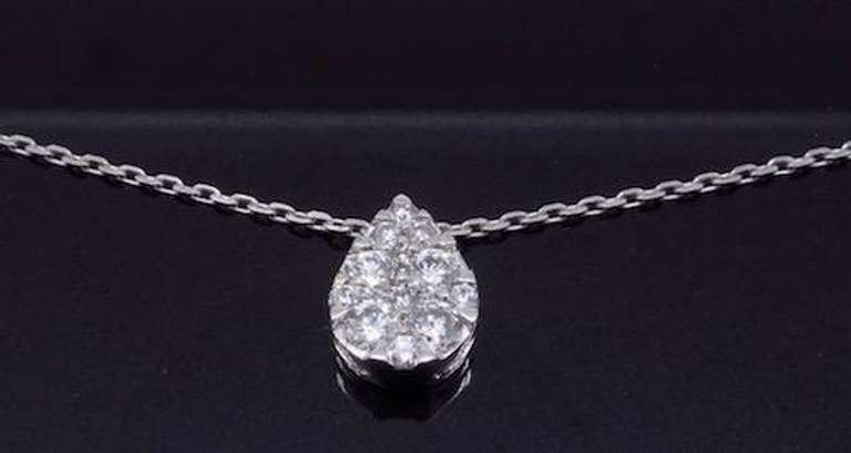 Elegant Pear Shaped Diamond Solitaire Pendant, 14kt