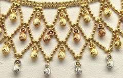 Multi-Colored Gold Bead Design Necklace, 14k