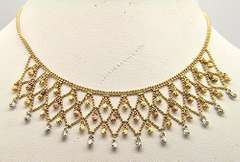 Multi-Colored Gold Bead Design Necklace, 14k