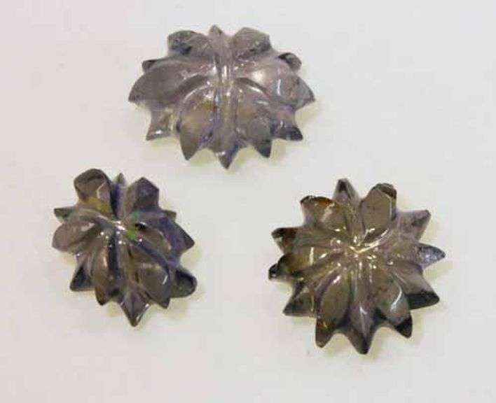 Hand-carved Iolite Cabochons - Lot of 3