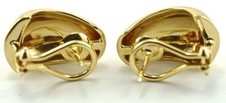 Classic High Polish 14K Omega-Clip Pierced Earrings