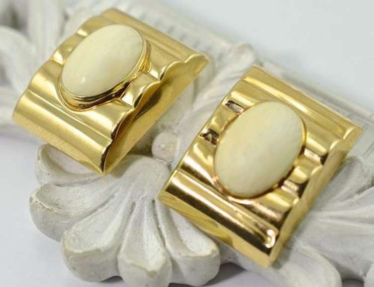 Rare Bone Earrings, 14k