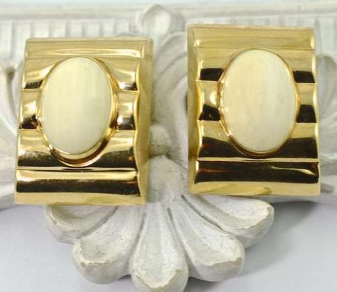 Rare Bone Earrings, 14k