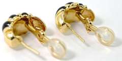 Black Onyx Omega-Clip 14K Earrings