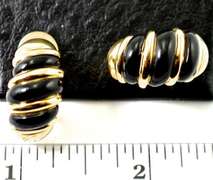 Black Onyx Omega-Clip 14K Earrings