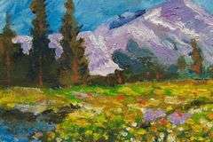 Stunning Original Art By Manor Shadian Manor Shadian Mountain with Flower Valley