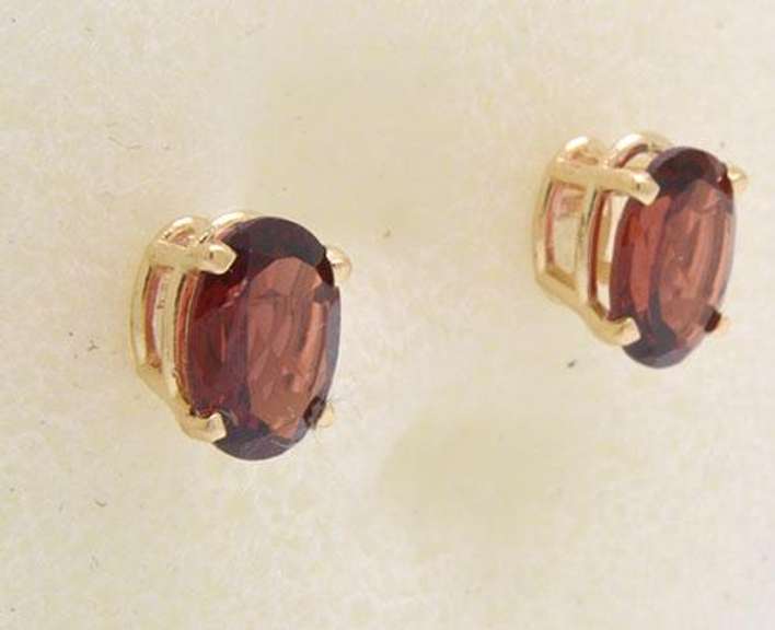 Garnet Stud Earrings 2.12 CTW, 14kt Gold