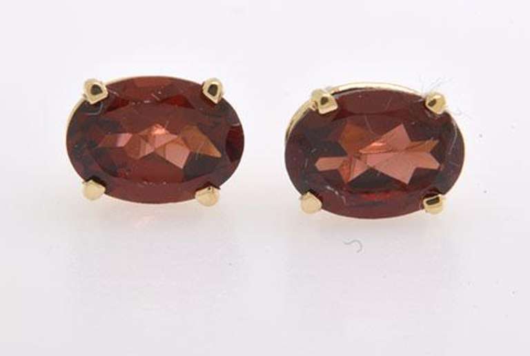 Garnet Stud Earrings 2.12 CTW, 14kt Gold