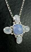 Cross Design 18kt Gold Necklace With Chalcedony Stones