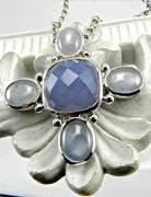 Cross Design 18kt Gold Necklace With Chalcedony Stones