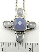 Cross Design 18kt Gold Necklace With Chalcedony Stones