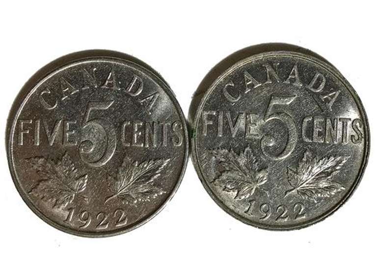 2  Key 1922 Canada Nickels