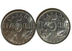 2  Key 1922 Canada Nickels