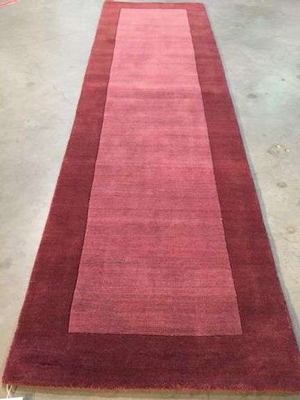 Solid Two Tone Design Hand Made & Carved Wool 9 Ft Runner