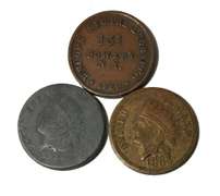 3 1863 Different Metal New York Civil War Tokens