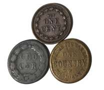 3 1863 Different Metal New York Civil War Tokens
