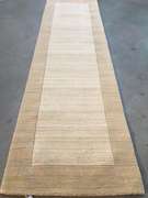 Solid Two Tone Design Hand Made & Carved Wool 9 Ft Runner