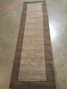 Solid Two Tone Design Hand Made & Carved Wool 9 Ft Runner