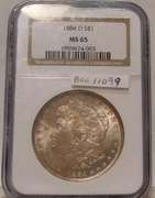 1884-O Morgan Dollar NGC full Gem MS-65, nice tone