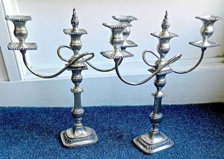 Dramatic Pair of Sterling Lord Robert Candelabras