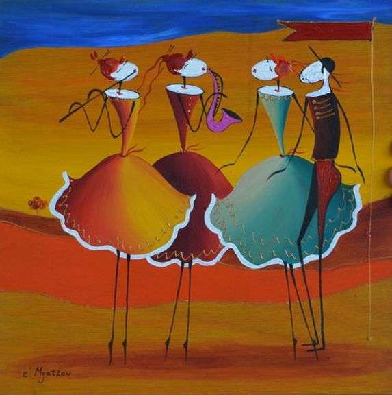 Dazzling Esther Myatlov Oil On Wood Esther Myatlov Musical Ladies