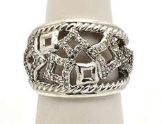 David Yurman Sterling Silver Ring with Pave Diamonds