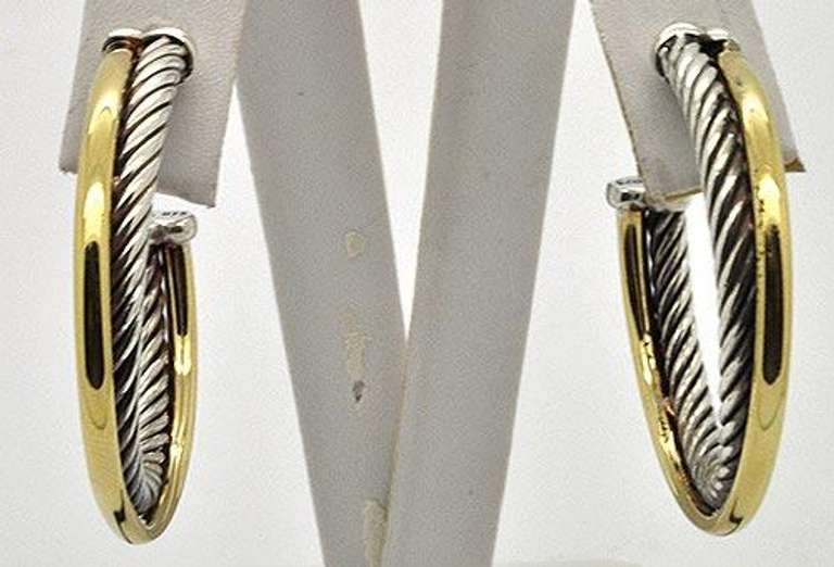 Silver Crossover Hoop Earrings From David Yurman