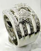 Wide 18K Ring with Stars of Diamonds