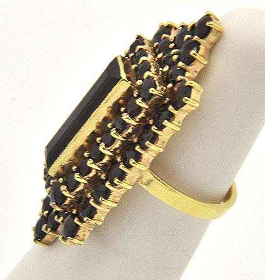 Vintage 14kt Gold Garnet Filled Ring, Eye Catching!