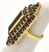 Vintage 14kt Gold Garnet Filled Ring, Eye Catching!