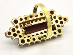 Vintage 14kt Gold Garnet Filled Ring, Eye Catching!