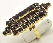 Vintage 14kt Gold Garnet Filled Ring, Eye Catching!