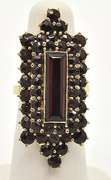 Vintage 14kt Gold Garnet Filled Ring, Eye Catching!