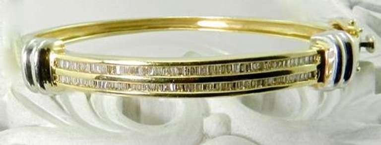 14K Baguette Diamond Bangle