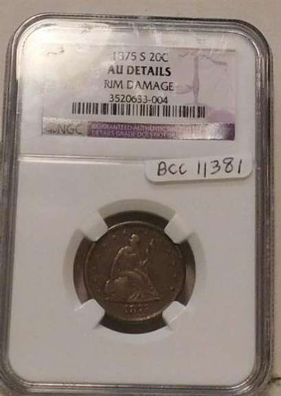 1875-S Twenty Cent Piece, NGC AU details, rim damage