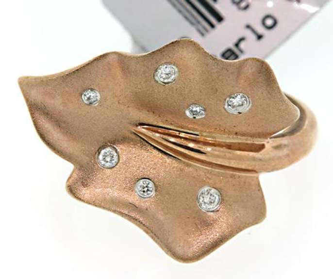 Rose Gold Tone Designer Silver Cocktail Ring