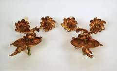 Set of Two Vintage Double Arm Electric Brass Wall Sconces