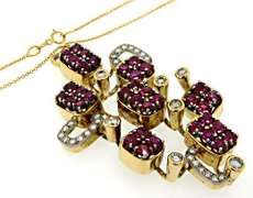 Fancy 7ctw Ruby & Diamond Pendant, 18kt