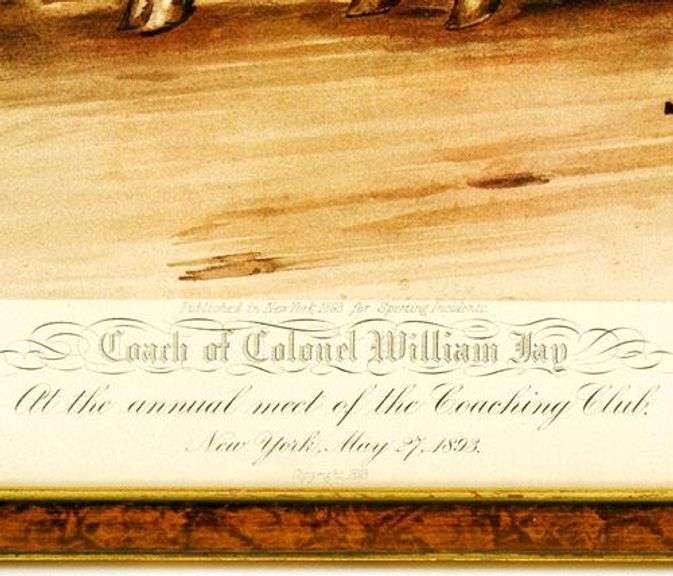 Framed Antique (1890's) Art Print of Coaching Club in NY by V. Allen W.S. Vanderbilt Allen Coach of Colonel William Jay