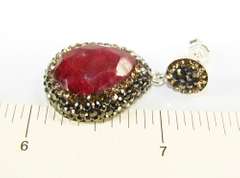 Glamorous Large Gemstone with Crystals 925 SS Earrings