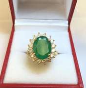 18kt Gold 5+CTW Emerald & Diamond Ring