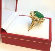 18kt Gold 5+CTW Emerald & Diamond Ring