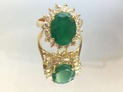 18kt Gold 5+CTW Emerald & Diamond Ring
