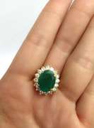 18kt Gold 5+CTW Emerald & Diamond Ring