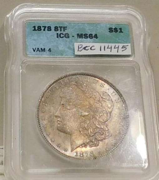 1878-8TF Morgan Dollar VAM-4 ICG MS-64, red toning